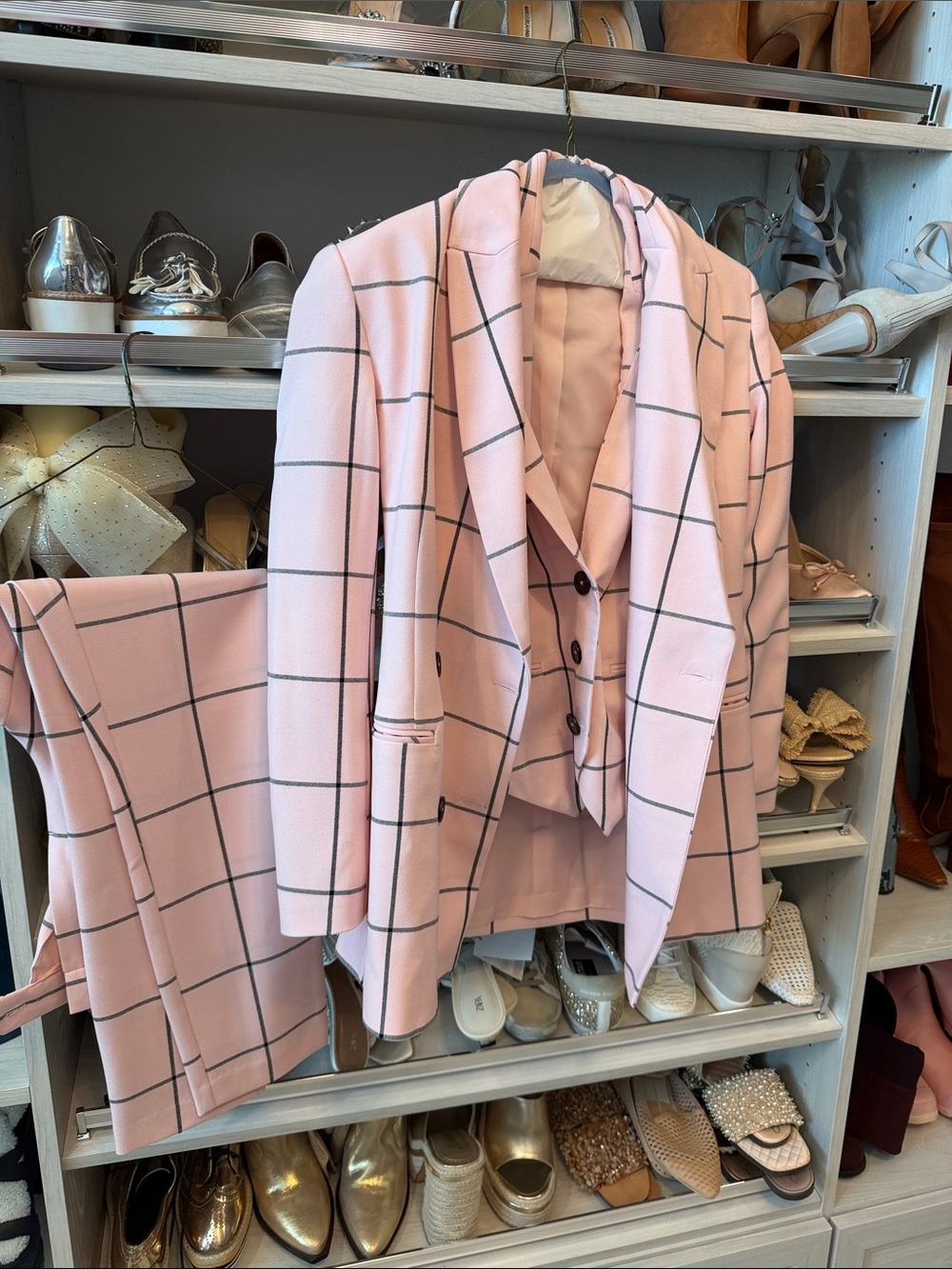 ASOS Pink Windowpane Three-Piece Suit